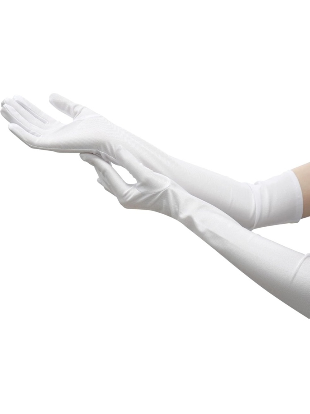 Long white Opera Gloves for Women Satin Stretchy Elbow Length Party Gloves 🧤
